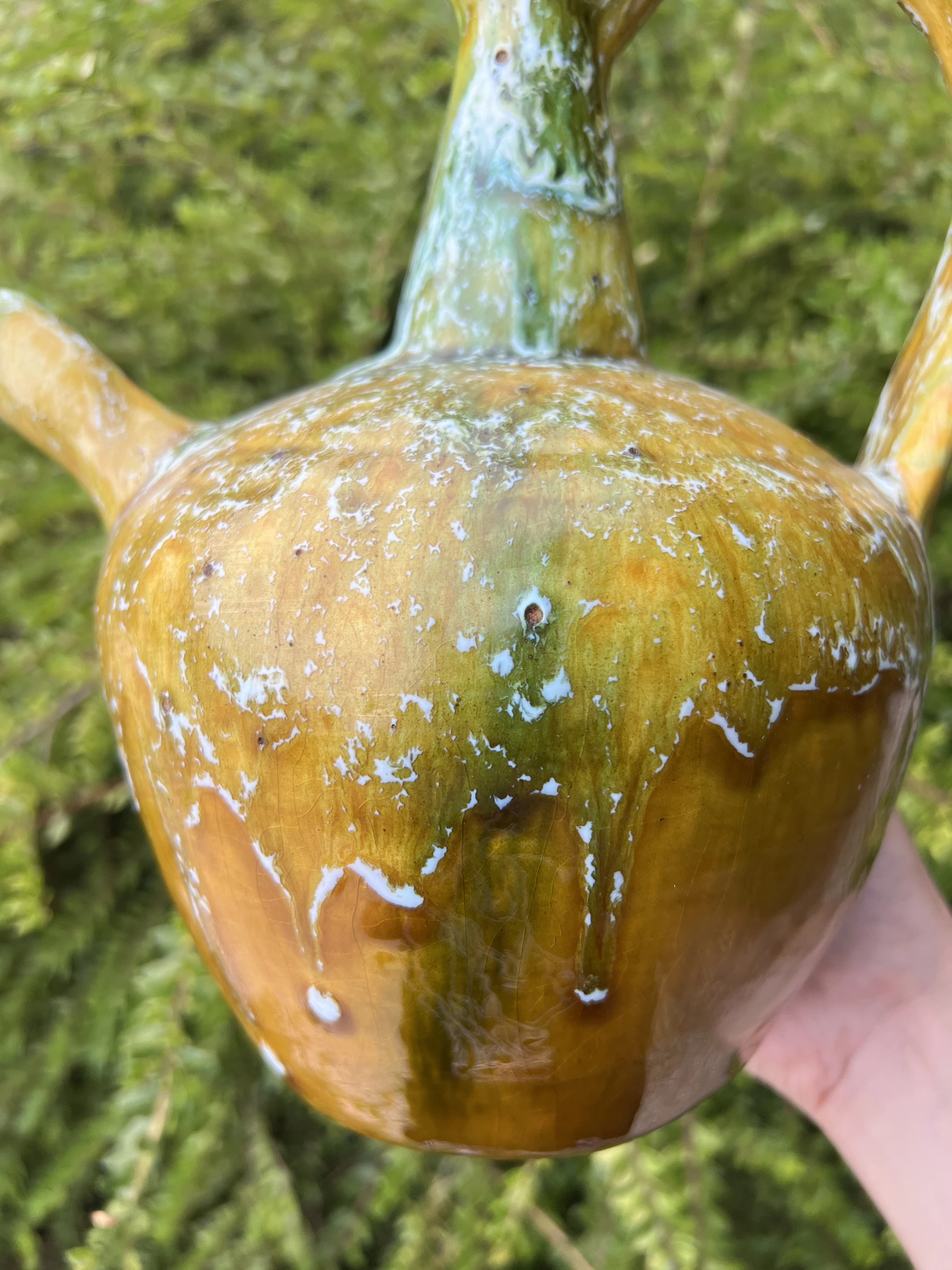 🍯 Antieke vintage geëmailleerde baksteenkruik rustieke handgemaakte decoratie 25,5 cm – photo 3